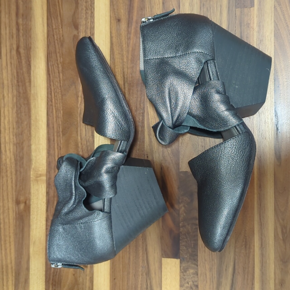 Eileen Fisher Margo Wedge Womens Size 7.5 Pewter Leather Almond Toe Bloc…
